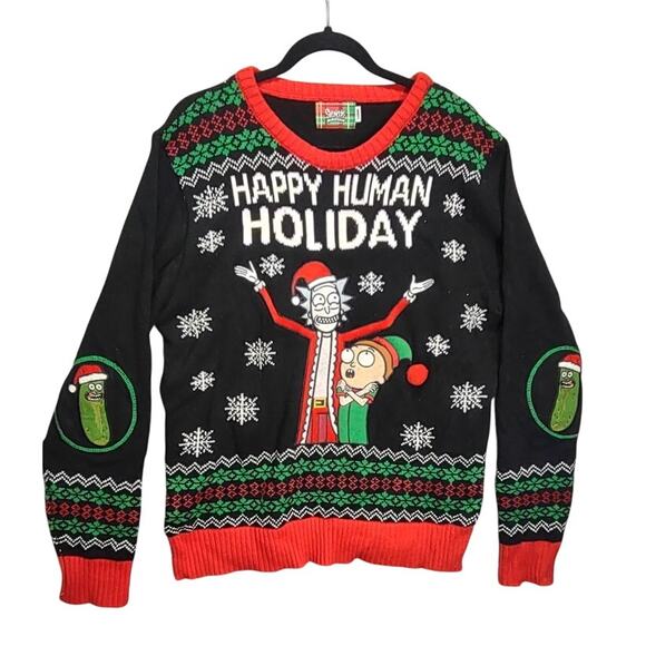 Spencers Unisex Rick & Morty Christmas Sweater Size Large Holiday Adult Swim - Picture 1 of 9